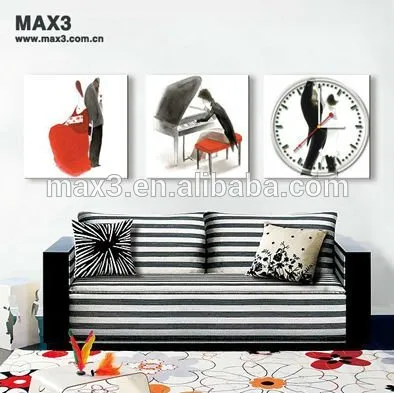 Max3 original brand 3 piece poster clock art painting wall clock