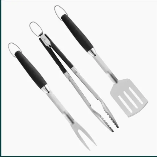 BBQ Grill, Grilling Accessories Set, Stainless Steel BBQ Tools Gift Utensil with 3-Piece Clamp, Fork, Shovel for Barbecue
