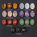 Gemstone 7 Chakra Stone 15x20mm Ellipse Stone avec sorcières Runes Charme Naturel Stone Healing Chakra Oval Quartz Amethyst Charme