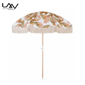 Aluminum Center Pole Waterproof Sunshade Outdoor Garden Patio Umbrella with Tassels
