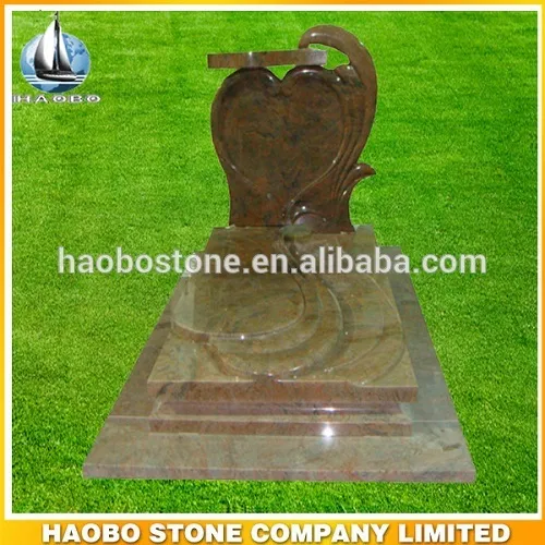Heart shape design stele granite tombstone in multicolor red