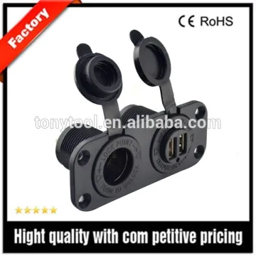 Water resistant12v dc cigarette lighter socket and 3.4a dual usb charger with cap
