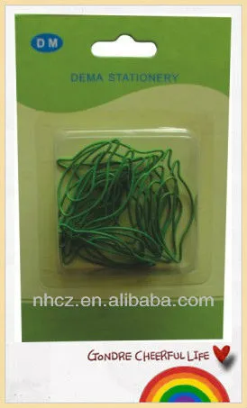 Green Leaf Shaped Paper Clips Blister Card Set