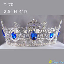 Completo ronda Rhinestone zafiro belleza reina desfile coronas