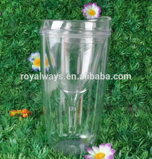 10oz Plastic Double Wall Sippy Wine Cup Tumbler with Lid BPA Free