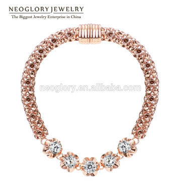 Alibaba China Factory Zinc Alloy Main Material Rose Gold Plated CZ Bracelet Made With Swarovski Elements