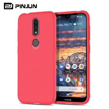 Nokia 4.2/5.4/6.2 G11/G21/C21/C20 PLUS Garis -garis Diagonal Karet Lembut Kasing Telepon TPU Hitam 2019