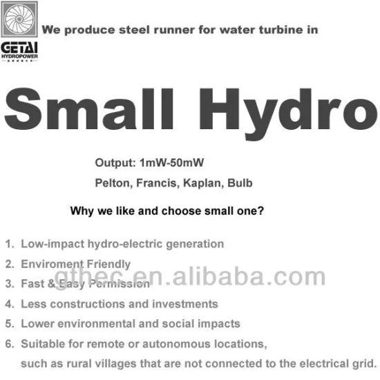 Small water trubine runner/wheel for hydropower electricity power station