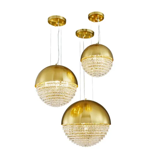 Modern Luxury Gold LED Chandelier Lighting Fixtures: Designer Pendant Lights with Round Balls