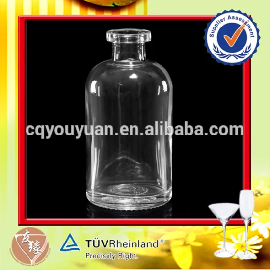 Round Empty Soda-lime Glass Clear Wine Bottles Cork Top 250ml