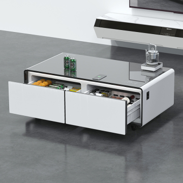 ثلاجة TB135 White and Black Cooler مع مشغل الموسيقى والشحن اللاسلكي والميزات الذكية للمنزل والمكتب