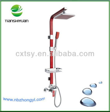 Plastic hand held shower red bathroom aluminum slider rail set