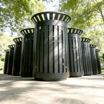 Single Round Metal Waste Receptacle for Custom Use
