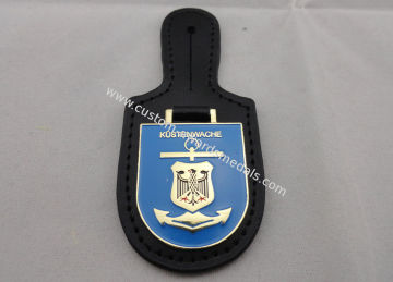 Fashion Customized Hustenwache Pu Leather Pocket Badge For Promotional Gift