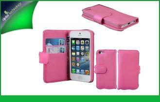 Flip Style Pink PU Leather Cell Phone Wallet Cases For Ipho