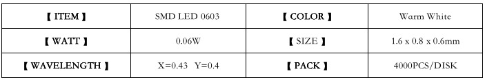 led 0603 warm white