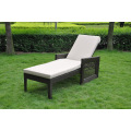 UV-proof outdoor wicker sun lounger with wheel