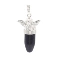 Natural Crystal Gemstone angel bullet Stone Pendant Necklace for Women and Girls Fashion Jewelry with two Chains