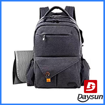 Multi-function Linen Polyester Large Baby Diaper Bag Backpack With Changing Pad