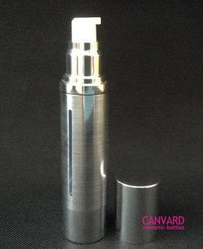Aluminium airless pump bottle with wire drawing effect