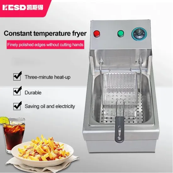Large Commercial Stainless Steel Electric Countertop Deep Fryer Single Tank Restaurant Equipment Donut Fryer