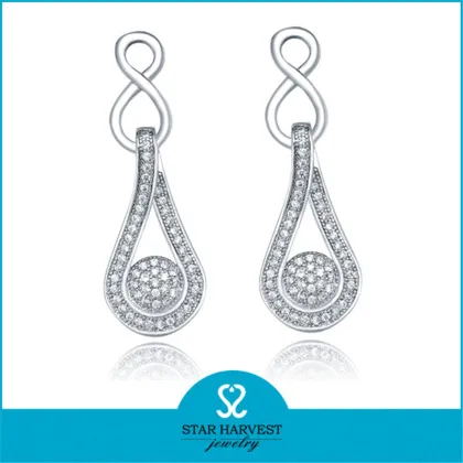 China Factory Designs Infinity Drop Diamend Sterling Silver Earring Design