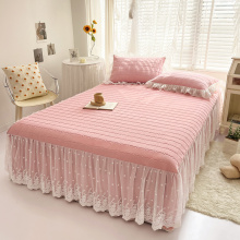 Lace Ruffled plain BedCover Fancy BedSheet Skirt factory
