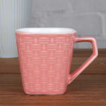 6OZ Pink Woven pattern cup and saucer