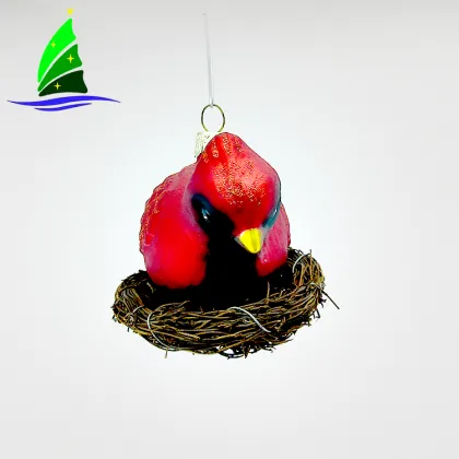 Artdargon new design cardinal glass bird tree decoration ornaments for Christmas