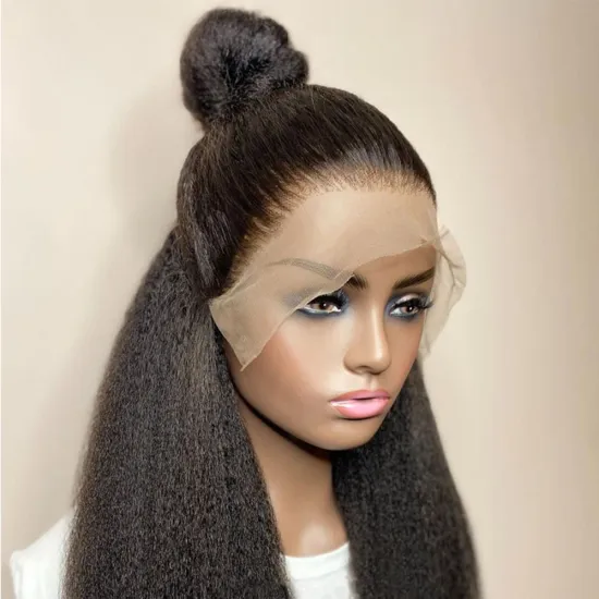 Wholesale Raw Indian Virgin Yaki Kinky Straight Human Hair Hd Full Lace Frontal Closure Wig Cheap Lace Front Wig For Black Women
