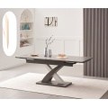 Mesa de comedor de cerámica gris de doble extensión moderna