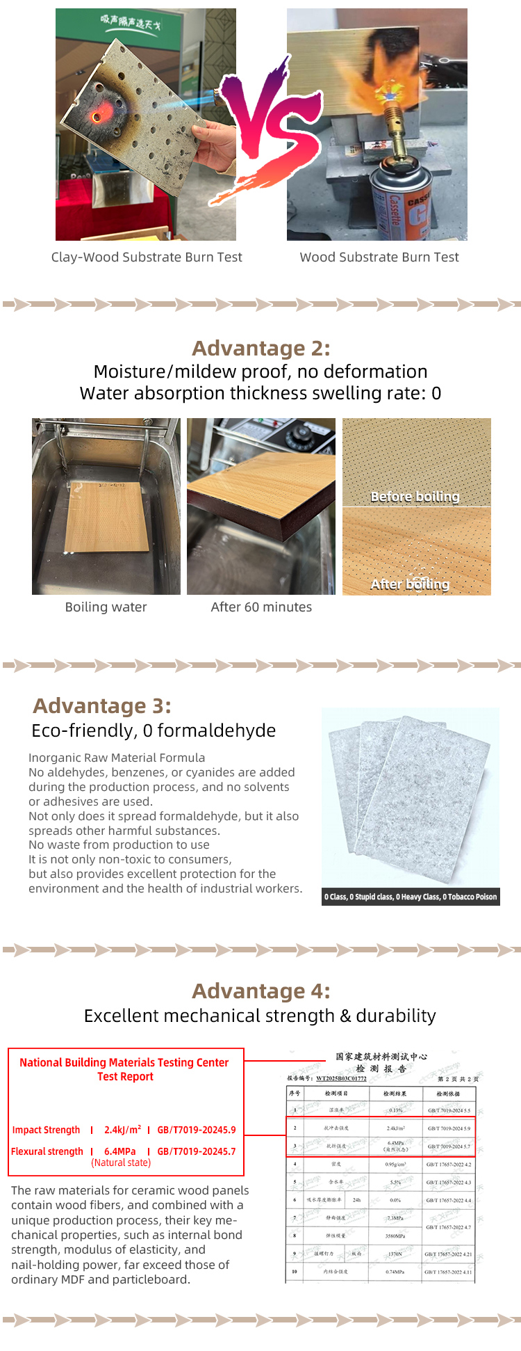 3Micro-Perforated Ceramic Wood Composite Acoustic Panel