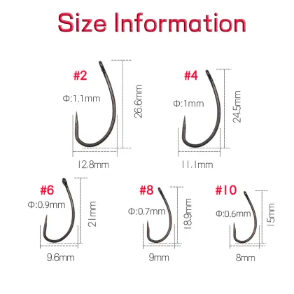 Wholesale Barbless Carp Fishing Hooks: Circle Curve Shank Carp Rigs Non-barb Fish Hooks Size 2# to 10#