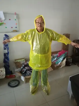 cheap PE raincoat suit with shoes
