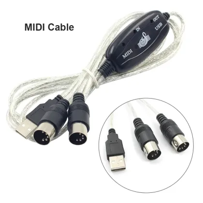 USB IN-OUT MIDI Adapter Cable PC to Music Electronic Keyboard Converter Cord