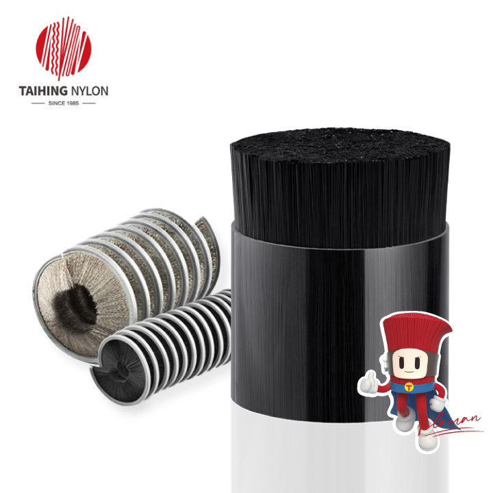 Spring coil brush PBT crimped filament