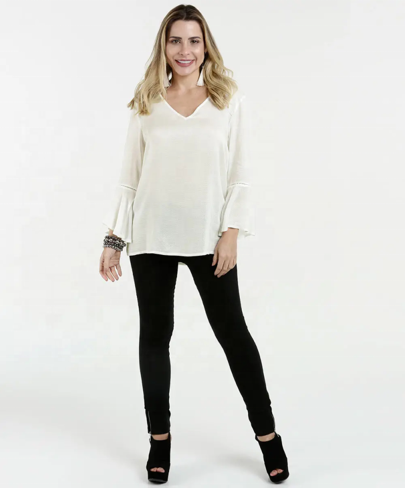 Neueste Design Damen Long Flare Sleeve Shirts