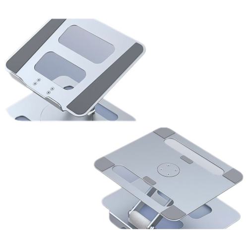 कंप्यूटर स्टैंड की ऊंचाई घुमाएं