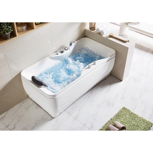 Hot Sale Blue Glass Hydromassage Bathtub Whirlpool Bath Tub with Step