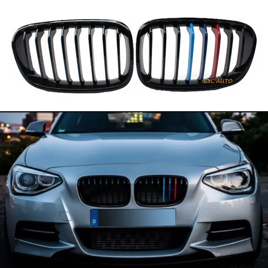 1M Kidney Double Slot Black ABS Front Bumper Grille for BMW 1 Series F20 2012-2014