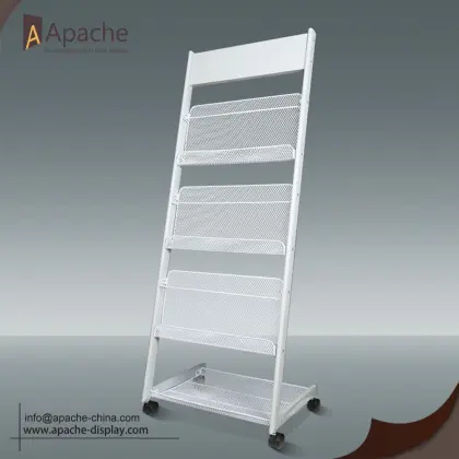 Newspapers Magazines Display Rack With Wheel