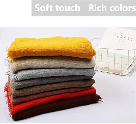 Cotton Blend Crinkle Vintage Soft Scarf with Fringed Edges,linen scarf,shawl,travel scarf