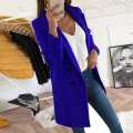 Elegant Wool Long Blend Female Outerwear Coat