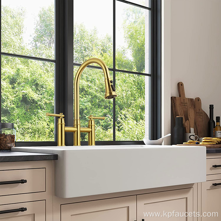 Luxe Oil Rubbed Brass Bridge Waterfall Faucet