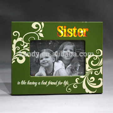 Sister home decor green wood LED light Frame photo