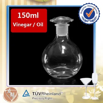High white glass oil and vinegar bottle with cork lid 150ml