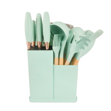 Cucina chef cucina 19-pc Siet di utensili da cottura in silicone antiaderente con supporto