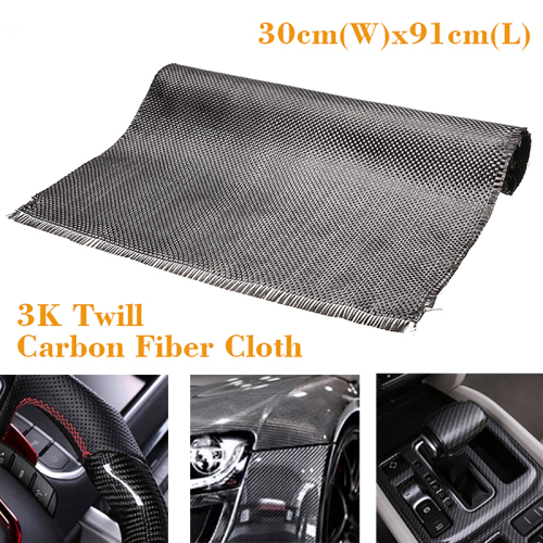 36''x12'' Twill Weave 3K Yarn Strong 2x2 Twill Weave Carbon Fiber/Fibre Cloth Fabric Plain Sewing Fabric