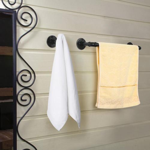 Metal Pipe Tower Shelf with Hooks Bathroom Towel Accessories Set - Seven Piece Set Factory