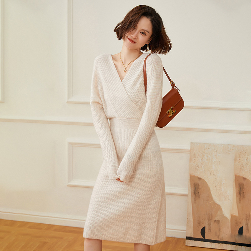 Cashmere knit dress for women